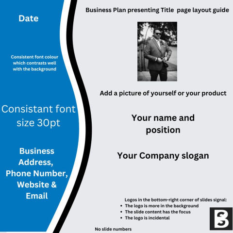 Business Plan. Title page  Introduce yourself, people want to know if the person they are looking to invest, work with, supply to or buy from is personable. Tell them what inspires you, how you got into this industry and your goals