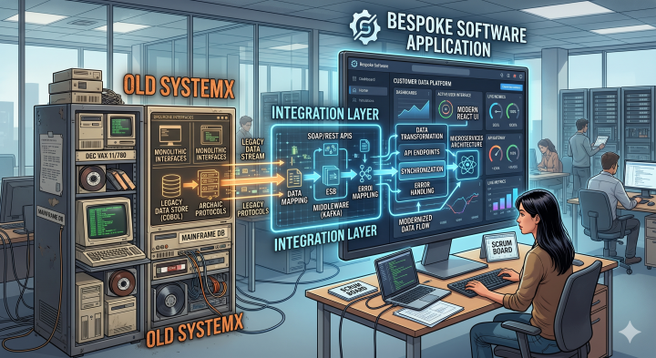 Bespoke custom software integration legacy stack old systems architect growth solutions